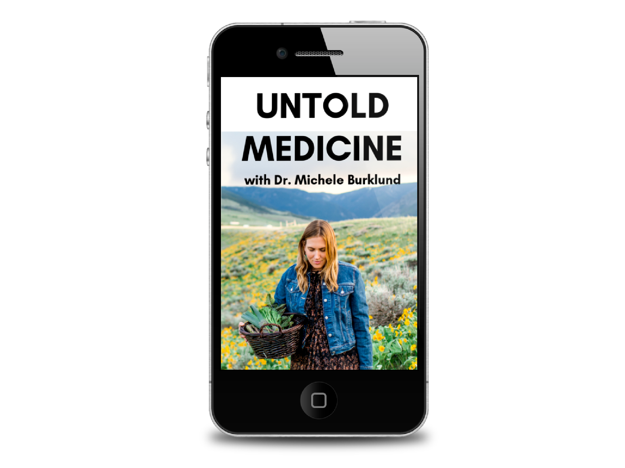 Dr. Michele Burklund gathering plants in a field of yellow flowers, from her original Untold Medicine photograph